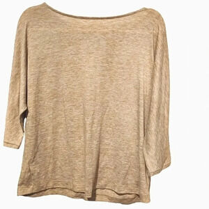 NWOT light tan, 3/4 sleeve tee w/ back tie at neck Size Small